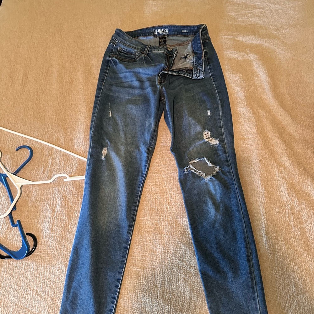 Rewash Blue Skinny Distressed Jeans